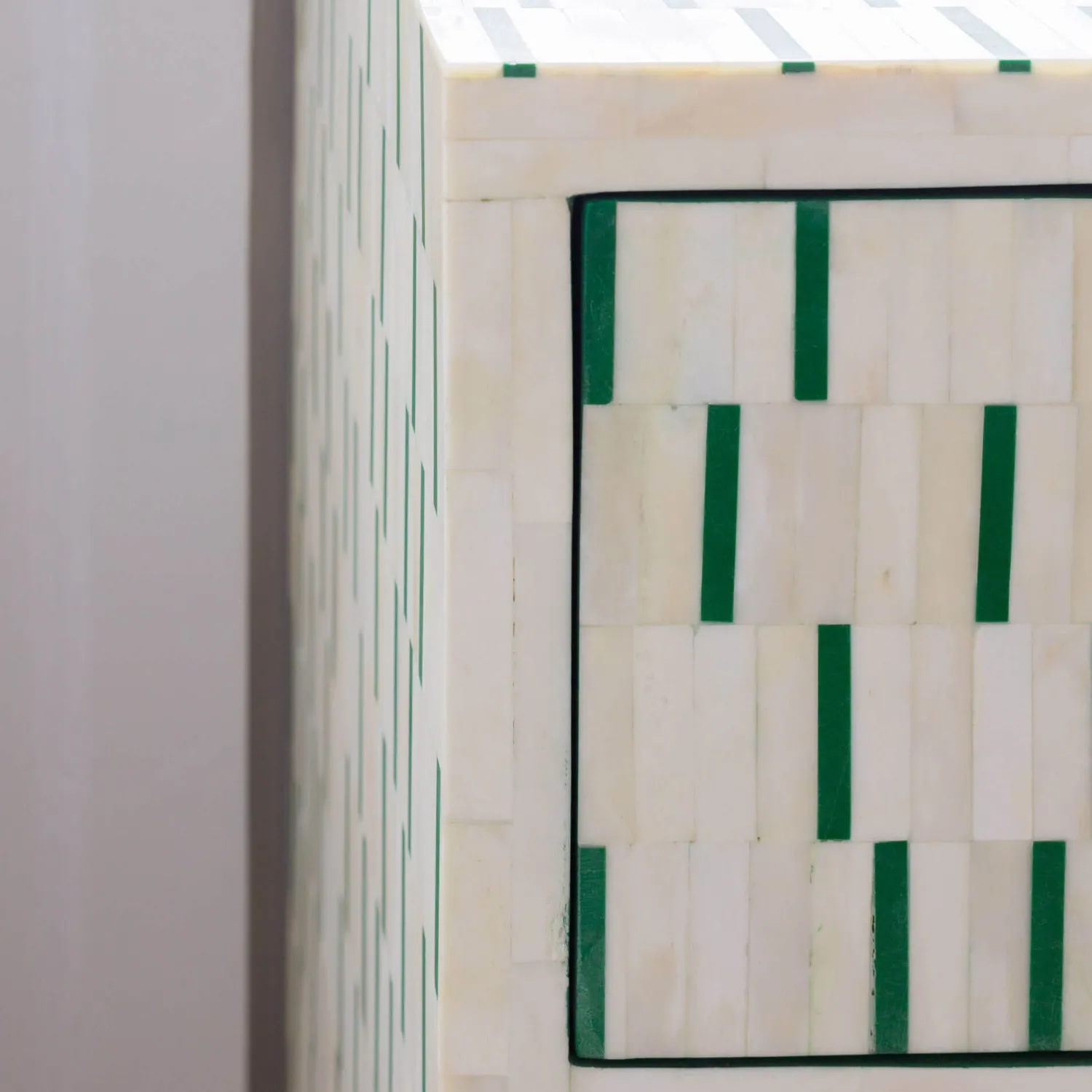 Graham & Green Zarina Green Stripe Bone Inlay Chest of Drawers