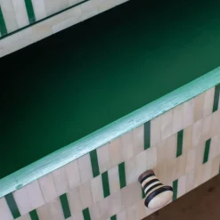Graham & Green Zarina Green Stripe Bone Inlay Chest of Drawers
