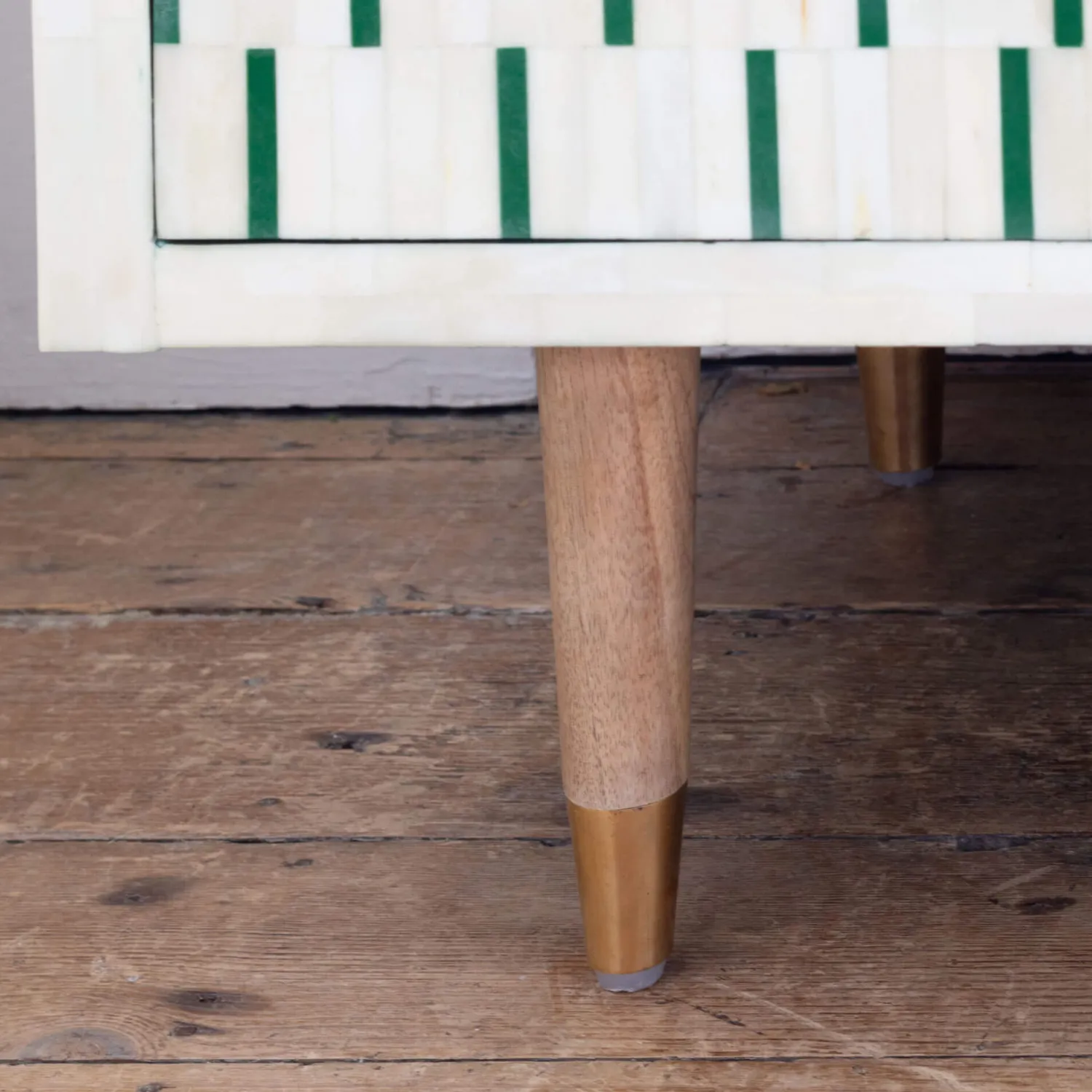 Graham & Green Zarina Green Stripe Bone Inlay Chest of Drawers